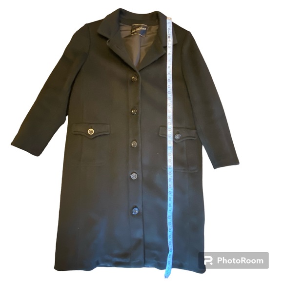 SAKS FIFTH AVENUE Vintage Ben Zuckerman black wool long evening coat, size M - Picture 9 of 11